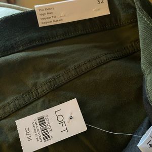 NWT Size 10 Loft High Rise Skinny Cords- evergreen